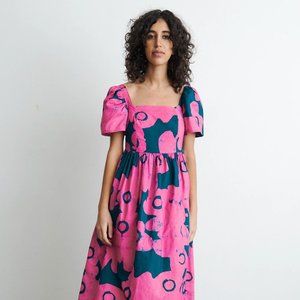 Osei Duro Abeo Dress in Pool Party (Hot Pink + Navy)